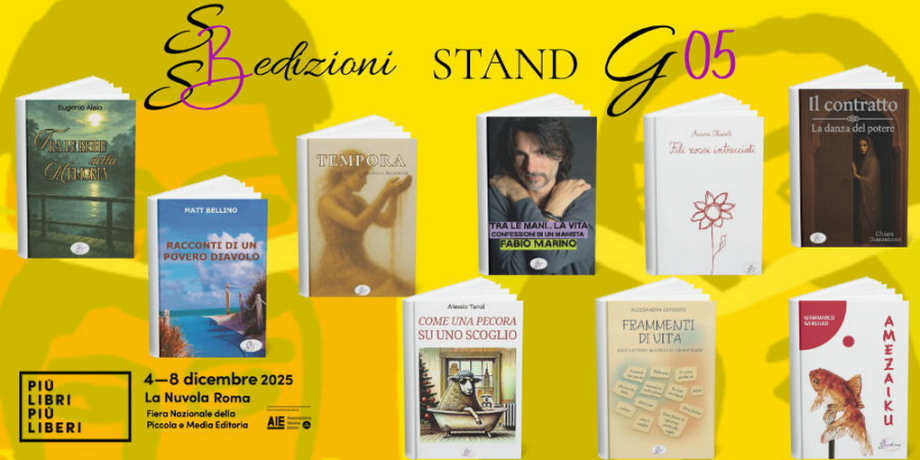 SBS Edizioni a Più libri più liberi 2025: stand G05, nove firmacopie e incontro in Sala Nettuno